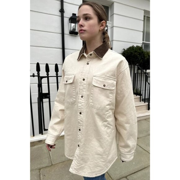 Brandy Melville John Galt Lillian Fur Corduroy Jacket in Ivory - Picture 2 of 7